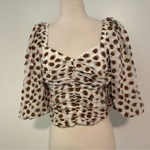 Mango Polkadot Ruched Blouse